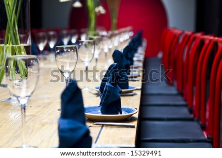 Fine Crystal Table Setting at a Restaurant.with Chinese features