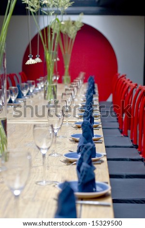 Fine Crystal Table Setting at a Restaurant.with Chinese features