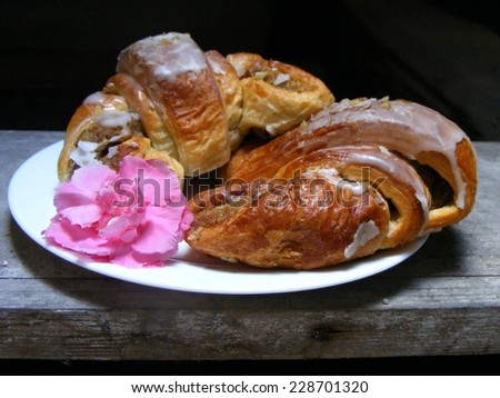 St Martins croissants traditional baked croissant with white poppy for St Martins Day in Poznan, Poland, Europe