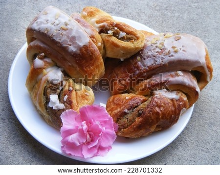 St Martins croissants traditional baked croissant with white poppy for St Martins Day in Poznan, Poland, Europe