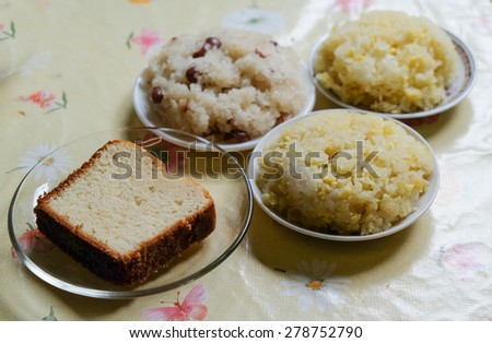 Asian Vegetarian Cakes and Sticky Rices Foods