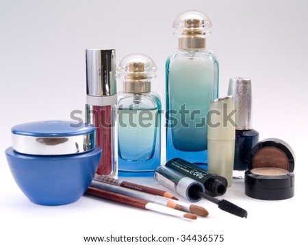 Different Types Of Cosmetics On White Background Stock Photo ... Different Types Of Cosmetics On White Background Stock Photo ...