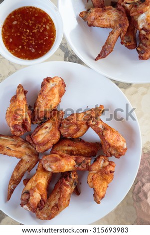 Deep fried wings of chicken