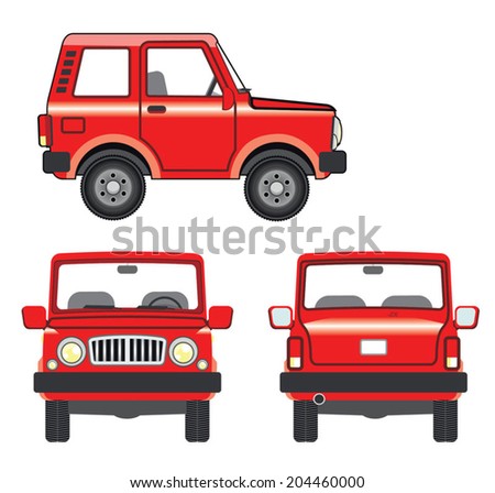 Red car in vector. SUV car drawing.