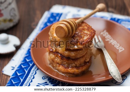Buckwheat pancakes with white honey