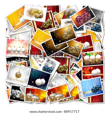 Christmas balls collage background