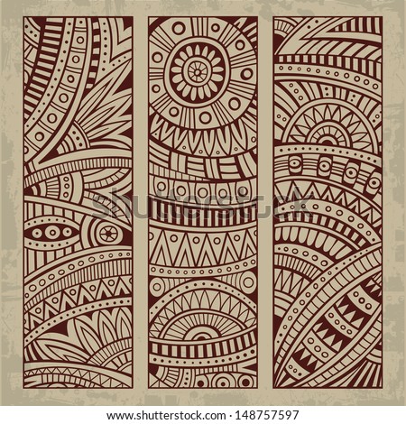 Abstract vector hand drawn vintage ethnic pattern card set Part 2 Abstract vector hand drawn vintage ethnic pattern card set Part 2