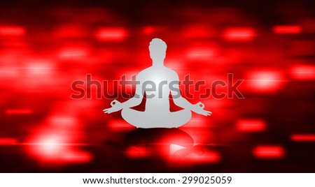 man meditate dark red motion move blur abstract background, yoga. beam. ray