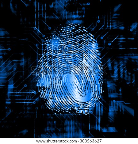 dark blue Abstract digital conceptual technology security background with lock. computer technology website internet web. infographics. fingerprint. Finger-print scanning