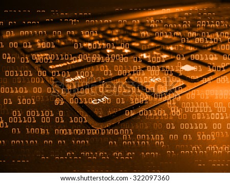 dark orange color Light Abstract Technology background for computer graphic website internet circuit. illustration. infographics. binary code background. www. Spark. motion move blur. one zero