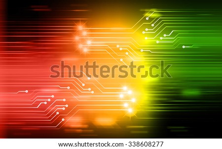Glow glitter red yellow green illustration of technology internet network computer background with binary number, style background. infographics. Information. ray. wave. motion move blur.neon.
