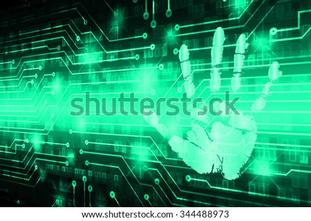 dark green Abstract digital conceptual technology security background with lock. computer technology website internet web. infographics. fingerprint. Finger-print scanning. Hand print.
