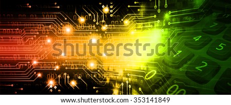 red yellow green Light Abstract Technology background for computer graphic website internet business. circuit. illustration. infographics. motion move blur.neon.high tech keyboard with binary number