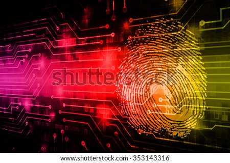 red yellow purple Abstract digital conceptual technology security background with lock. computer technology website internet web. infographics. fingerprint. Finger-print scanning. Hand print.