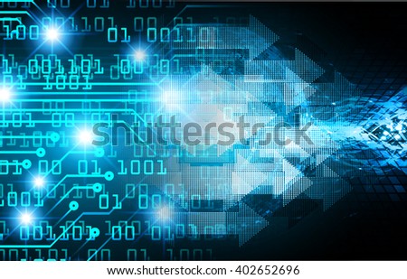 Blue abstract arrow hi speed internet technology background illustration. eye scan virus computer