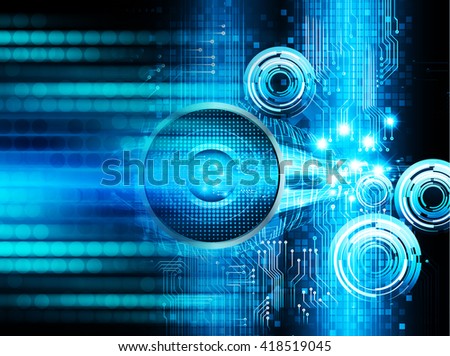 Blue abstract hi speed internet technology background illustration. eye scan virus computer. motion move. Spark