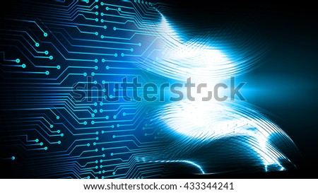 digital data background,blue abstract light hi tech pixel internet technology, Cyber security concept, Cyber data digital computer, eye scan virus