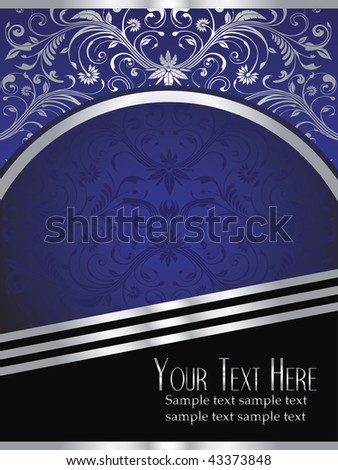 stock vector An elegant royal Blue background vector with ornate silver