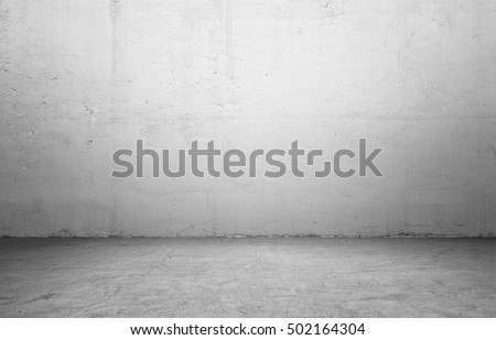3d rendering of interior with concrete wall and floor. Textured background. Copyspace. Rough-surfaced.