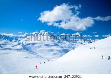 Winter sports and skiing activities, French Alps
