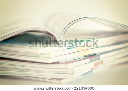 selective soft focus of open and Stacking of magazines