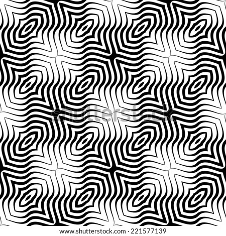 Op Art  Black White Seamless Geometric Pattern. Lines Only.