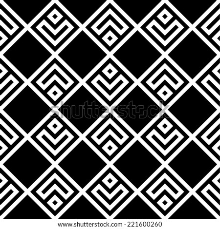 Simple Geometric Square Based Black White Seamless Pattern