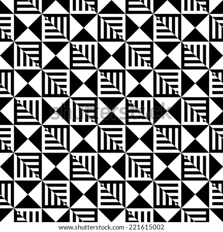 Abstract Black and White Illusion Seamless Pattern. Line appears to tilt.