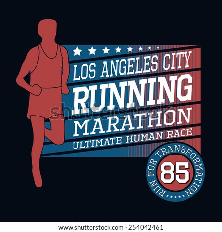 Sport Running Los Angeles Marathon, T-shirt Typography Graphics, Vector Illustration