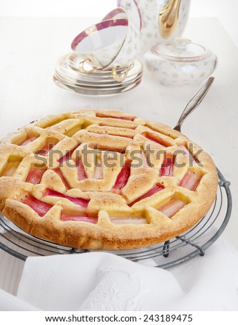 rhubarb cake, gluten free ,hand made low fat