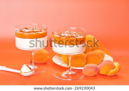 panna cotta with mango abricots ,low fat without sugar  dessert