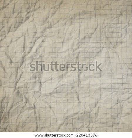 old crumpled graph paper texture or background