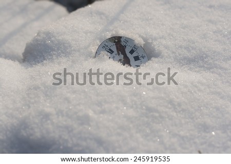broken pocket watch on the snow