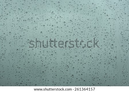 rain droplets in a window glass, gray forecast background