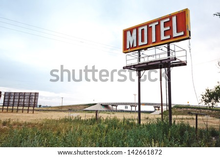 Old motel sign on Route 66, USA