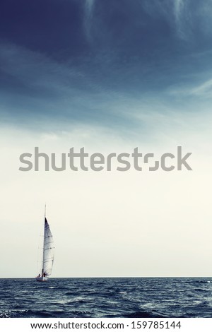 Sailing ship yachts with white sails Sailing ship yachts with white sails