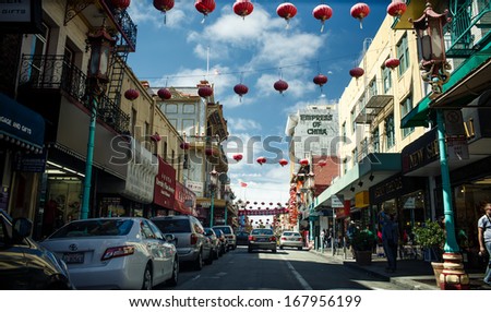 SAN FRANCISCO - JULY 27:  Daytime at Chinatown on Juky 27, 2012 in San Francisco, USA. San Francisco\'s Chinatown is one of North America\'s largest Chinatowns.