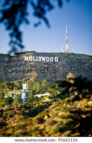 LOS ANGELES, USA - JULY 18: View of Hollywood sign on July 18, 2011 in Los Angeles, California. Sign is located in the Hollywood hills area of Mount Lee, built in 1923