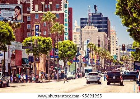 Hollywood Blvd on Los Angeles July View Of Hollywood Boulevard On July In Hollywood