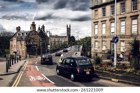 EDINBURGH, SCOTLAND - MAY 06, 2014: City view of Edinburgh. Edinburgh is the capital city and second most populous city in Scotland.