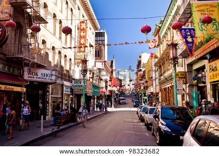 SAN FRANCISCO - JULY 22:  Daytime at Chinatown on July 22, 2011 in San Francisco, USA. San Francisco\'s Chinatown is one of North America\'s largest Chinatowns. It is also the oldest Chinatown in the US
