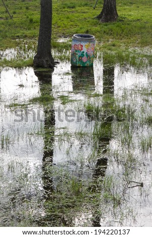 Flooded fields - Field under flood water.