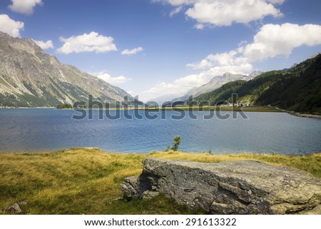 Walking around Sils lake - Upper Engadine Valley - Switzerland.