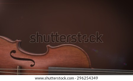 Violin music instrument of orchestra closeup 3D rendering