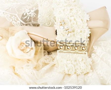 The beautiful bridal accessories and shoes