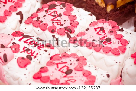 Small tasty cakes with hearts