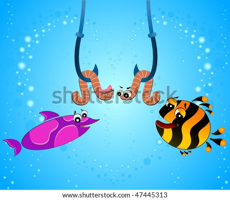 funny fishing pictures. little cartoon funny fish