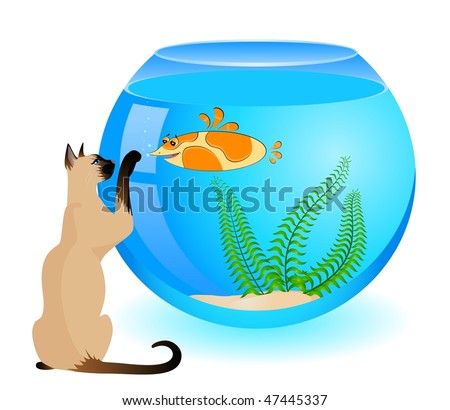 stock vector : cartoon cat colorful cartoon fishes. stock vector : cartoon cat