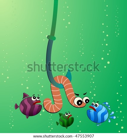funny fish. funny fish eats a worm