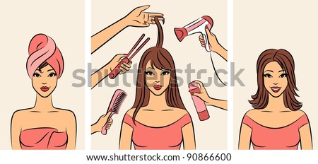 Women with coiffure in a beauty salon.